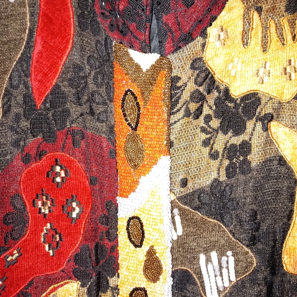 Entice Jacket XL Beaded Velvet Burnout Chenille Patchwork Nordstrom Artsy Blazer - Picture 2 of 8